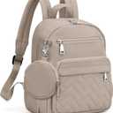SYTRAH Mini Backpack for Women Small Backpack Purse, Anti Theft Backpack Waterproof Lightweight Puffer Back packs for Travel, Work with Coin Purse Khaki