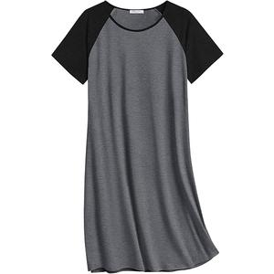 Ekouaer Nightgowns for Women Cotton Sleep Shirts Short Sleeve Nightshirt Crew Neck Night Gown Comfy Sleepwear Nightdress, 4xl, Dark Grey 