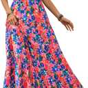 PRETTYGARDEN Women Dresses 2025 Summer Floral Sleeveless Maxi Dress Casual Spaghetti Strap Tiered Flowy Beach Long Dress (XX-Large, F-blue Pink)