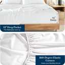 Casa Platino Queen Sheets Set 100% Cotton Queen Sheets with 4 Pillowcases, Lightweight Feel & Secure Fit, Crisp & Breathable Percale Weave with 15" Deep Pocket, Soft and Cozy Pure White