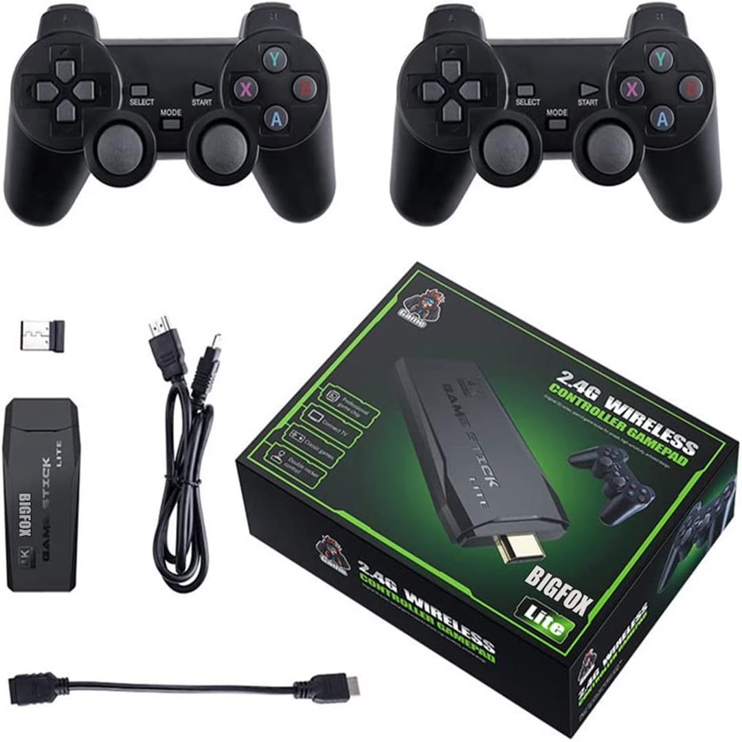 HDMI 4K TV Game Stick 64G 20000+ Game Video Game Consoles w/2 Wireless Gamepad