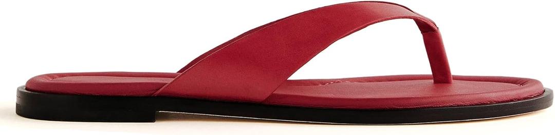 Suede Flip Flops Sandals for Women Comfortable Slip on Open Toe Thong Sandals Casual Summer Dress Flats Sandal Shoes. (6, Red)