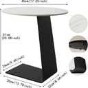 Cre Cra Side Table with Marble Top Metal Black C Shaped End Table Modern Sofa Side End Table Coffee Round Side Desk for Couch Living Room Bedroom