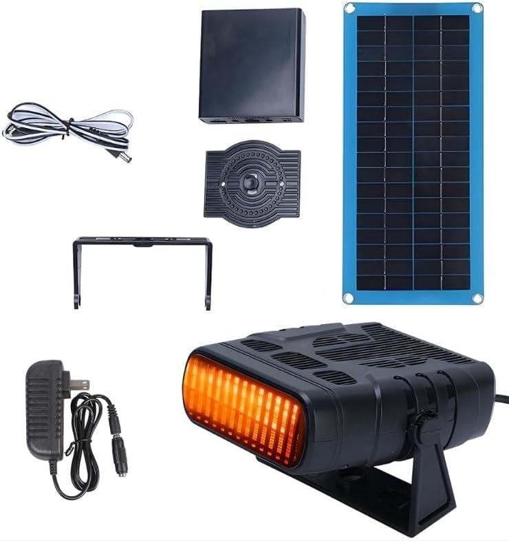 Solar Heater for Chicken Coop, Solar Chicken Coop Heater, Portable 360 Adjustable Heaters with Fast Heating Modes,Dual Power Solar/Plug Options (30W Blueboard with heater, Plug)