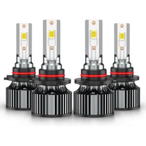 Compatible for Honda Civic High Low Beams Bulbs 2004 2005 2006 2007 2008 2009 2010 2011 2012 2013 2014 2015, 6500K White Powersports Lights With Cooling Fan, Plug-n-Play, for Off-Road Use, Pack of 4