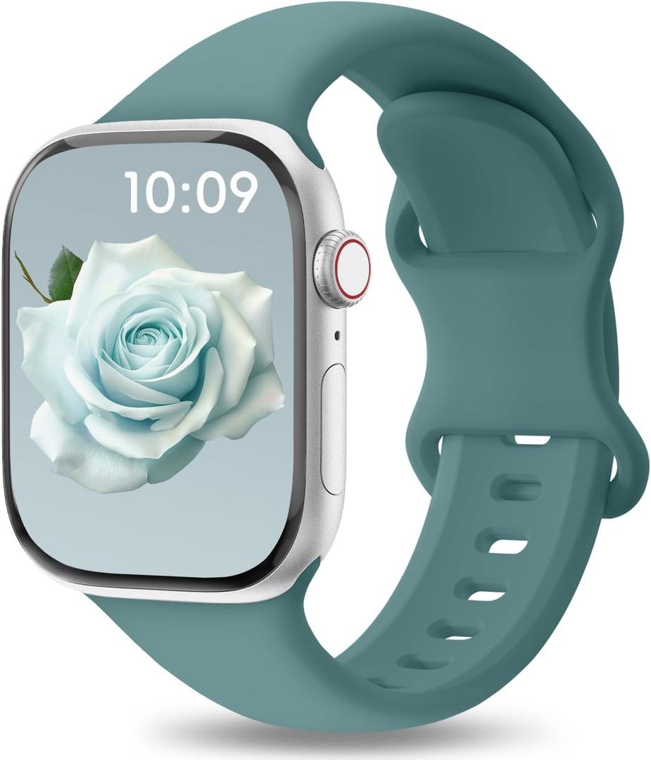 3 x Patenting Sport Silicone Band Compatible with Apple Watch Bands 40mm 38mm 41mm 42mm 44mm 45mm 46mm 49mm Women Men, Soft Waterproof Sport Strap for iWatch Bands Series 11 10 9 8 7 6 5 4 3 2 1 SE Ultra (Lake Green)