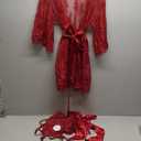 RSLOVE Sexy Womens Lingerie Set - 2 Piece Lace Kimono Robe with Lace Teddy Lingerie Bodysuit Sexy (Medium, Wine Red)