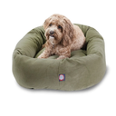 Majestic Pet 32 Inch Suede Calming Dog Bed Washable 32x23x7 (Inch) – Cozy Soft Round Donut Dog Bed with Spine Support for Dogs to Rest Their Head - Pet Bed Medium – Sage
