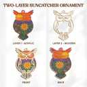 OASSIE Christmas Teacher Gifts for Women - Owl Suncatcher Ornament with Card - Graduation Teacher Appreciation Gifts from Student, Thank You Gift, Hanging Decor Ornaments for Tree, Owl Gift for Women