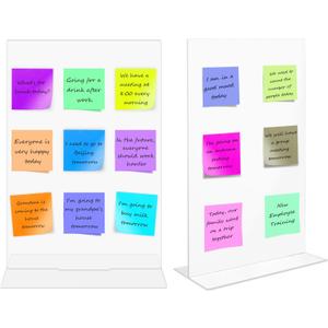 2Pcs Transparent Large-Size Removable Sticky Note Holder,Portable Monitor Memo BoardDesktop Memo Message Board, for Any Laptop and Desktop, No Screen Damage.