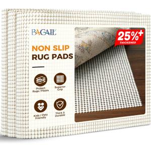 BAGAIL BASICS 2 x 3 FT Rug Pad Gripper for Hardwood Floors, Non Slip Rug Pads for Area Rugs, Extra Thick Under Rug Padding, Protect Your Rugs & Floors