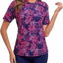 Halcurt Women's Built in Bra Rash Guard UPF 50 Two Piece Swimsuit Shirt and Board Shorts, S