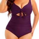 Aqua Eve Plus Size One Piece Swimsuit for Women Tummy Control Bathing Suit Cutout Swimwear (XXL)