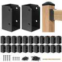Eapele 24 Pack Steel Deck Railing Bracket Connectors for 2"x4" (Actual 1.5"x3.5") Wood Posts, Includes 195 Coated Screws & 1 Drill Bit, Durable Sturdy Stair Fence Rail Brackets for Outdoor Decking