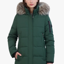 Nautica womens Soft Mist Heavyweight Puffer Coat– Winter Jacket With Detachable Faux Fur Hood Size L