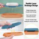 Self-Draining Soap Dish for Shower - Bar Soap Holder with Drainage, Wall-Mounted Bathroom Organizer(Blue & Orange)