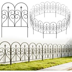 Thealyn Garden Fence 32" H x 20ft (10 Panels), No Digging Heavy Duty Metal Fence Panels, Rustproof Dog Fence Animal Barrier, Interlocking Decorative Fencing for Flower Bed, Yard, Landscape Edging