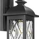 FEMILA Outdoor Wall Light Fixture,1-Light Exterior Waterproof Wall Sconce, Front Porch Lights, Matte Black Finish with Water Ripple Glass, UL Listed, 4FD54B BK-SD