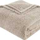 Woolrich Burlington Berber Blanket Super Soft, Cozy Lightweight Cover with Luxrurious Velvet Binding, Modern Trendy All Season Bedspread Bedding-Set, King: 108x90, Tan