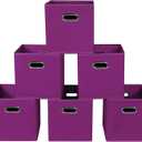 Fabric storage bins Cubes, Fabric Cube Organizer with Handle, Foldable Cube Bins for Cloth or Accessary Storage, 11x11x11, Set of 6, (Purple)