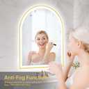 30"x36" Arched LED Mirror for Bathroom, Brushed Gold Lighted Bathroom Mirror with Lights, Fogless, Dimmable, Shatterproof, Touch Sensor, 3 Color Changing