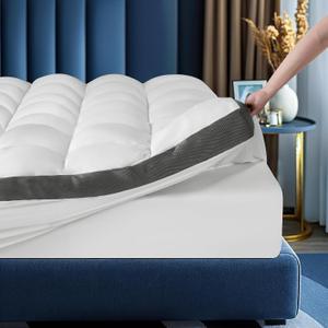 Baauye Memory Foam Mattress Topper Queen Size with Breathable 3D Air Mesh Sides, 1300GSM Plush Mattress Pad with 6-18" Deep Pocket-(60"x80")