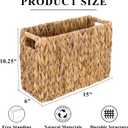 BROWNLILY Hand-Woven Magazine Holder, Natural Water Hyacinth Magazine Wicker Basket, Magazine Storage Floor Rustic Home Decor for Living Room, Bedroom