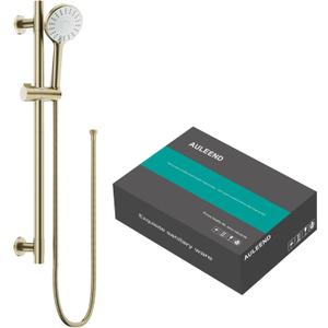 Shower Slide Bar Handheld Shower Head with Hose, 5-Function Hand Shower with Wall Mount，shower slide bar,adjustable height shower head (A-round, Brushed Gold)