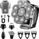 9D Head Shavers for Bald Men, 5-in-1 Electric Razor, Cordless Rechargeable Waterproof Wet/Dry Shaving Grooming Kit for Balder with Nose Trimmer, Massager, LED Smart Display, Gift for Husband Dad