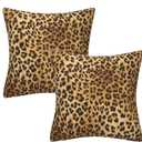 Floral Throw Pillow Covers 18x18 Inch Set of 2, Vintage Chinoiserie Decorative Pillow Cases for Couch Sofa Bed Living Room Home Decor (Leopard Print)