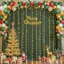 20 x 10ft Olive Green Backdrop Curtain with Light String | 5 x 10ft 4 panels,wrinkle free,polyester fabric,easy to hang,reusable for wedding,baby shower,birthday,DIY decor,photo