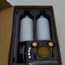 [Luxury] Kitchen Soap Dispenser Set - 16OZ White Glass Bottle, Stainless Steel Pump, Instant Dry Tray, Waterproof Labels, Non-Slip Silicone Pad, and Dish Brush | Upgrade for Your Kitchen and Bathroom