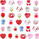 JIALWEN 32 Pack Mochi Squishy Toys for Kids Mochis Squishy Fidget Toys Valentine Gifts Greeting Cards School Classroom Exchange Party Game Prizes