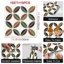 HOMETITUTE 10PCS 12x12 Inch Retro Mid-Century Leaf Motif Floor Tiles Peel and Stick Removable Self Adhesive DIY Vinyl Flooring Stickers for Kitchen Bathroom Living Room Entryway Home Decor