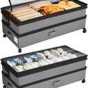 Kitstorack Under Bed Storage with Wheels 2Pack Height-adjustable Under Bed Storage Containers,Under Bed Shoe Storage Organizer with Clear Window&Label, Suitable for Clothes Storage, Gray (Grey)