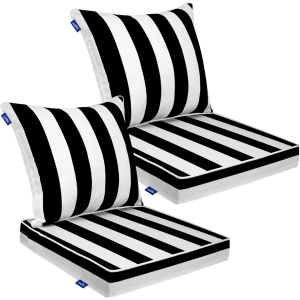 Deep Seat Cushion Set 24 x 24 inches Outdoor Patio Seat and Back Cushion Chair Cushions for Outdoor Furniture Water Repellent Set (2 Sets))