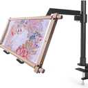 Metal Needlework Frames Stand Adjustable Rotated Embroidery Holder Hands Free Cross Stitch Scroll Frame Lap Table Clamp Embroidery Frame Stand for Needlepoint Supplies
