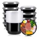 MUCHII 50 Pack Meal Prep Container, 24 oz Round Plastic Disposable Bowls with Lids, Food Microwave and Freezer Safe