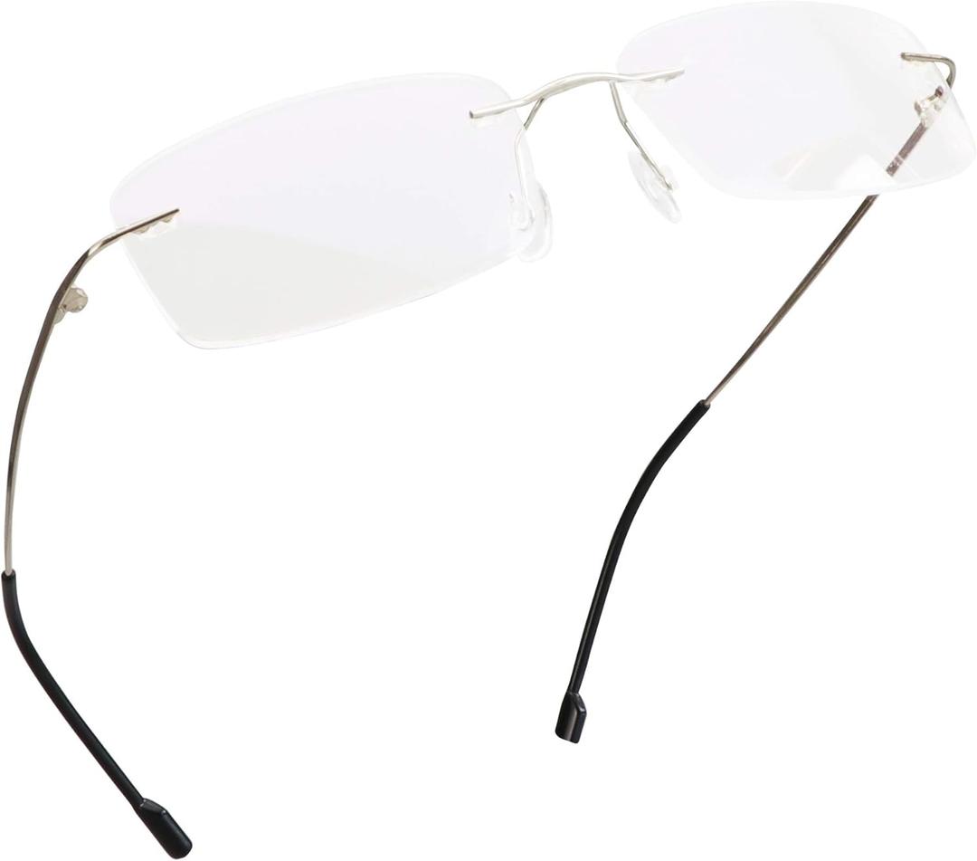 LifeArt Blue Light Blocking Computer Reading Glasses, Men’s and Women’s Rimless Frame, Anti Eyestrain, +2.50 Magnification
