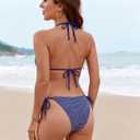 ZAFUL Women's Triangle String Bikini Set Sexy Tie Side Two Piece Swimsuit Seashell Halter Bathing Suit Cute Swimwear (Blue, XS)