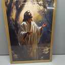 Framed Christian Jesus Canvas Wall Art, Jesus Praying Wall Decor Paintings, God Light Pictures Prints Religious Home Decor for Living Room Bedroom Church Prayer Room 16x24 inch