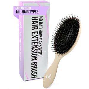 SimplyHair Ultimate Hair Extension Brush & Detangler Anti-Static, Dual Bristle Design, Soft Boar Bristle, Great for All Hair Types & Extensions - Biege Ombre Brush Ideal for Adults & Kids