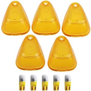 HERCOO LED Roof Lights Lenses Amber Cab Marker Clearance Running Compatible with 1999-2016 Super Duty F250 F350 F450 F550 Aftermarket Replacement