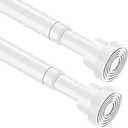 2pcs Spring Tension Rods 33 to 45 inch Adjustable Small Tension Curtain Rod No Drilling Expandable Tension Rod White Spring Loaded Curtain Rods for Windows, Doorway, Closet