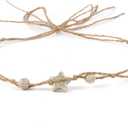 Hat Band for Cowboy Cowgirl, Turquoise Hand Made Replaceable Beaded Belt for Panama Fedora (Beige Star)