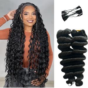 Human Hair Loose Deep Wave Knotless Pre-Separated Feather Crochet Hair Extensions Crochet Human Hair Extensions Natural Color 16inch 120g