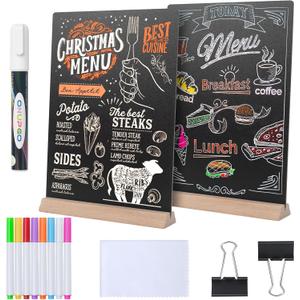 8 x12 Inch Tabletop Chalkboard Sign with Base Stand, 2 Pack Menu Chalk Board Sign Store Food Signs, Message Boards for Party, Wedding, Tables Decoration, Bar and Restaurant