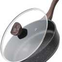 Kordisen Nonstick Deep Frying Pan with Lid, 12 Inch Large Skillet, 5 Qt Non Stick Saute Pan for Cooking, Healthy Induction Cookware, PFOA Free (Classic Granite)