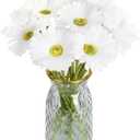 IPOPU Gerbera Daisy Artificial Flowers,20PCS White Daisy Artificial Flowers Fake Daisies for Wedding Party Office Home Decorations(White)