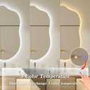 QDSSDECO Irregular LED Bathroom Mirror with Lights,Asymmetrical Led Bathroom Vanity Mirror for Wall with Front and Backlit, Anti Fog, 3 Colors and Dimmable Light, 19.7" x 33.5"